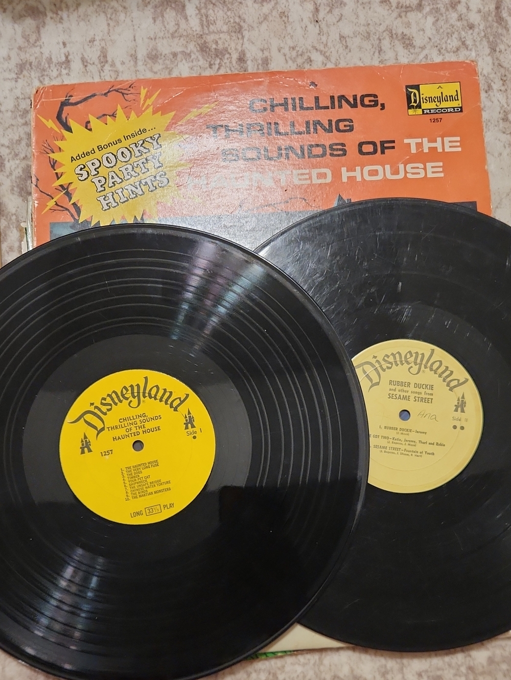 Disneyland Vintage Vinyl Records - Yellow Label